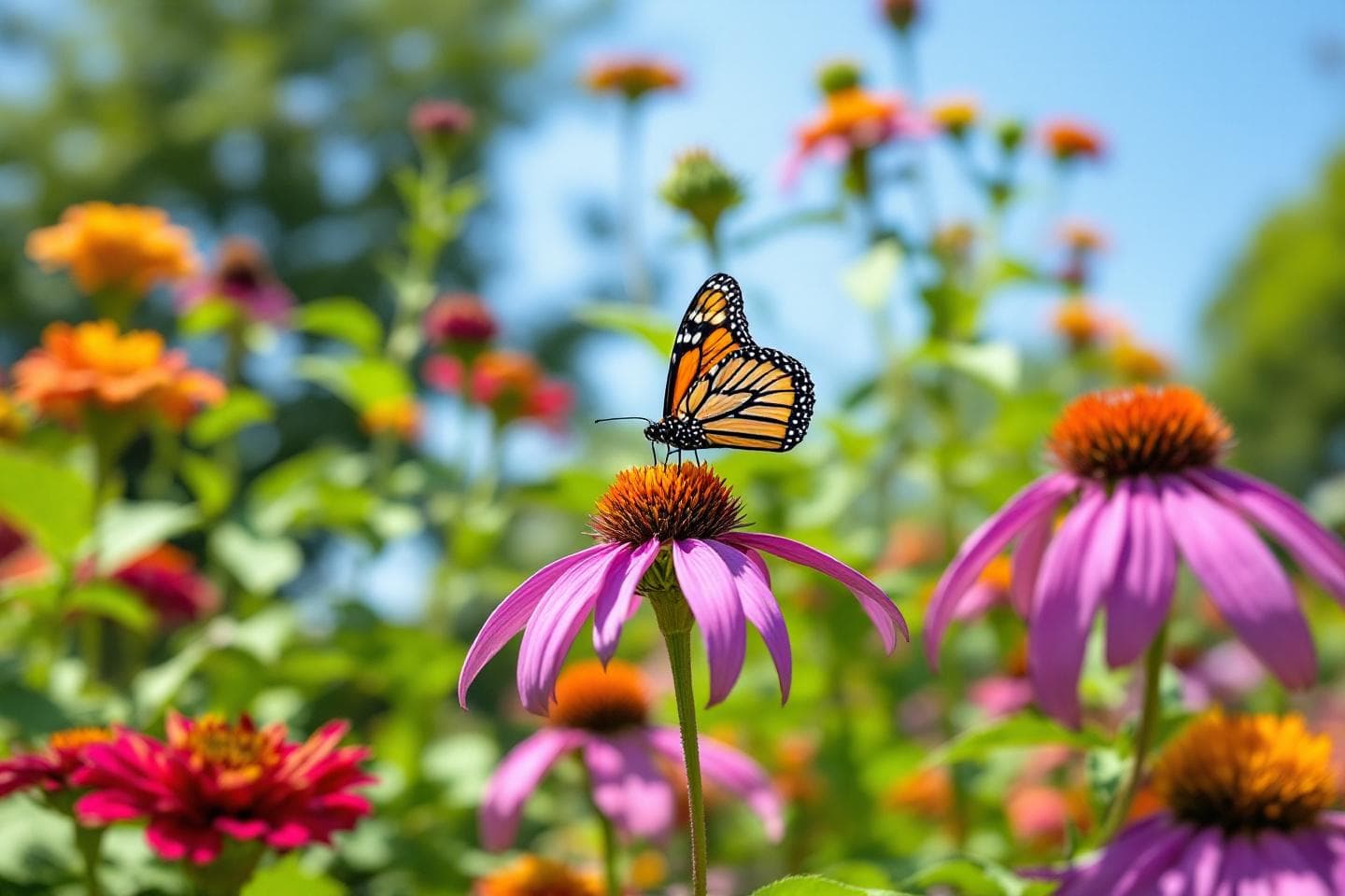 Monarch butterfly on purple coneflower